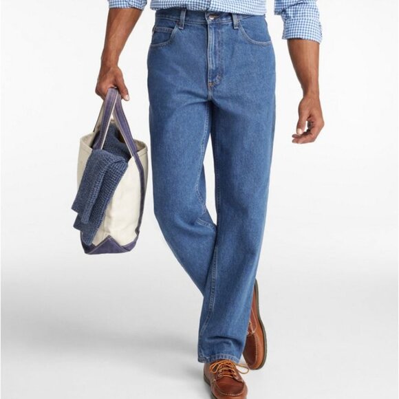L. L. Bean Other - MEN'S JEANS Relaxed Fit Medium Blue Denim Wash Straight Leg LL Bean Double L